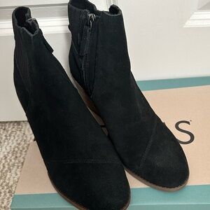Toms Black Suede Sadie Ankle Booties